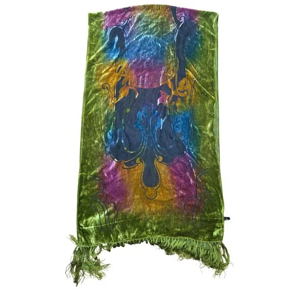 NEW Luxurious Statement Evening Shawl Wrap Velvet Burnout Silk Viscose Art Deco - Picture 4 of 6